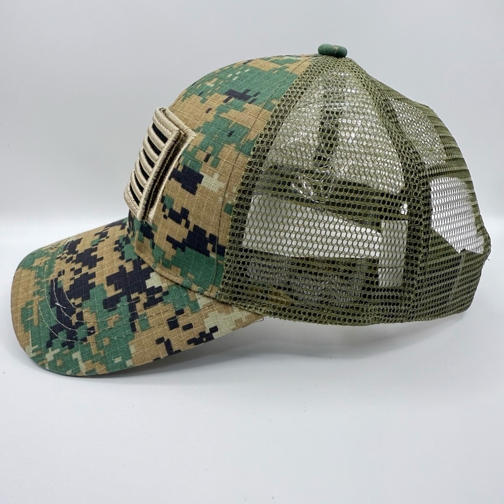 US Flag Camo Baseball Cap with Detachable Flag - Unisex Outdoor Hat - Picture 3 of 6